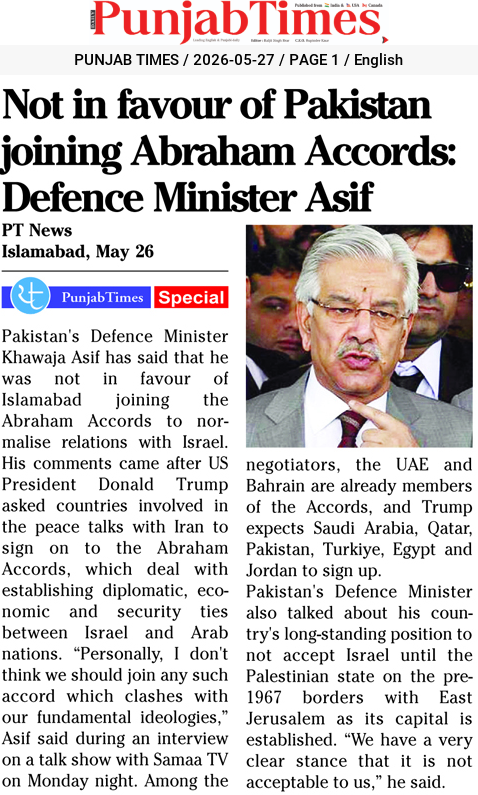 Not in favour of Pakistan joining Abraham Accords: Defence Minister Asif